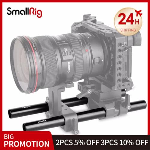 SmallRig Camera Rig 2pcs 15mm Rail Rod Black Aluminum Alloy Rod(M12-20cm) 8inch for DSLR Follow Focus 1051