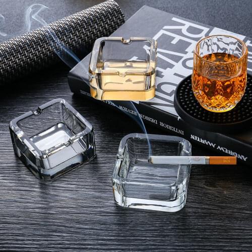 Nordic ins Square Ashtray creative personality trend crystal glass home living room office ashtray Bedroom smoking accessories