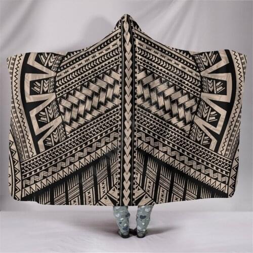 Polynesian Breathable Hooded Blanket 3D Printed Wearable Blanket Adults kids Blanket blanket throw blanket