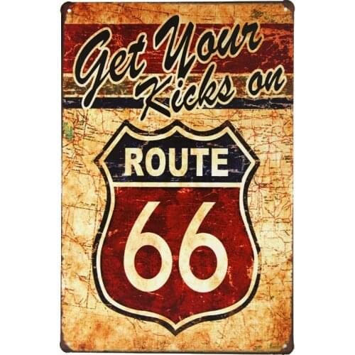Get Your Kicks On Route 66 Sign Garage Man Cave Decor Wall Plaque