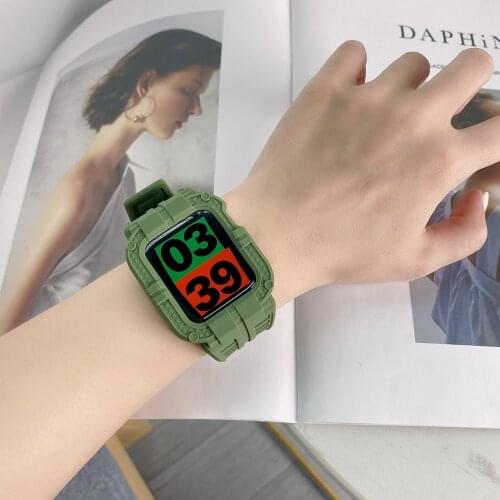 Strap & Case for Apple Watch Band 40mm 44mm Series 6Se Soft TPU Protective Cover Case for iWatch 5 4 3 2 1 38mm 42mm Wristband