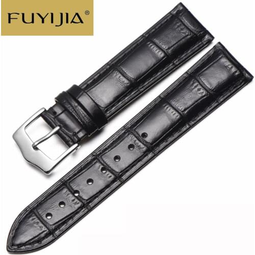 Unisex Crocodile Pattern Cowhide Strap 12MM~24MM Genuine Leather Watchbands Stainless Steel Pin Buckle Watch Band 18MM 19MM 20MM