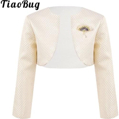 Girls Long Sleeve Bolero Shawl Princess Shrug Open Front Cardigan Pageant Wedding Party Flower Girl Dresses Jacket Kids Wraps
