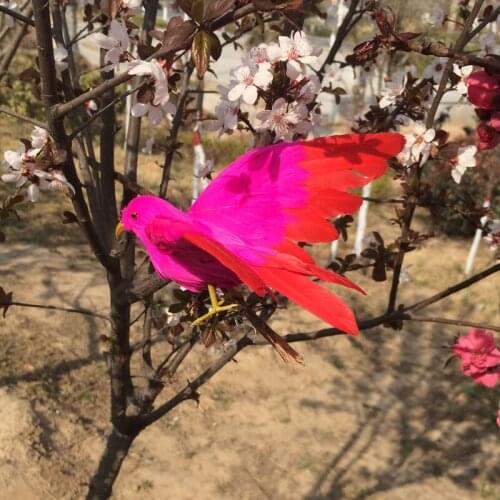 Cute simulation hot pink bird model polyethylene & furs wings bird model gift about 13cm 1769