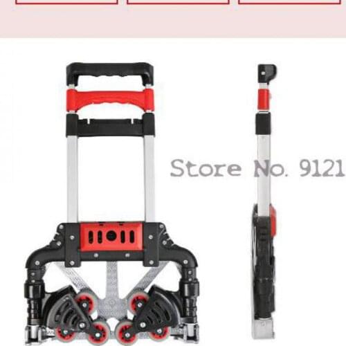 Aluminum Alloy Folding Trolley Six-wheeled Portable Stair Climber Luggage Trolley Grocery Shopping Cart Pull Cargo On-board Smal