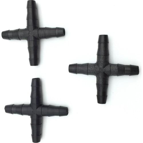 20 Pcs Cross Straight For 4/7 Mm Hose 1/4 'barb Barbed Connector Threaded Garden Greenhouse Micro Irrigation Pipe Accessories