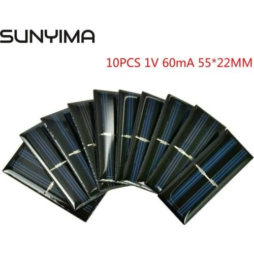 SUNYIMA 10PCS 1V 60mA 55*22MM Polycrystalline Silicon Solar Panels Power Charger For DIY Portable Solar cells