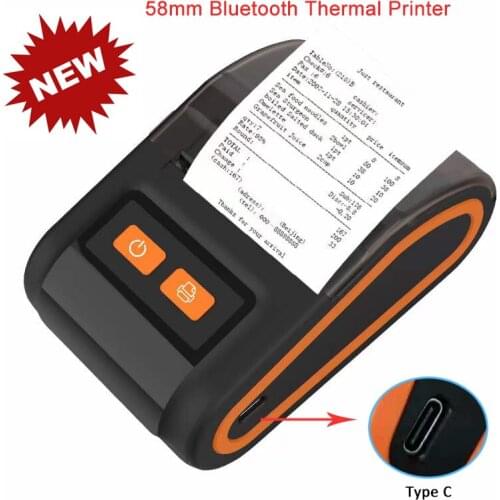 Portable Bill Bluetooth Thermal Label Printer for IOS Android Type C OTG Port 58mm Mini Printer