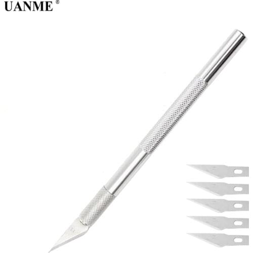 UANME 1Piece Metal Scalpel Knife With 6 pcs Blades Graver Mobile Phone Laptop PCB DIY Repair Hand Tools