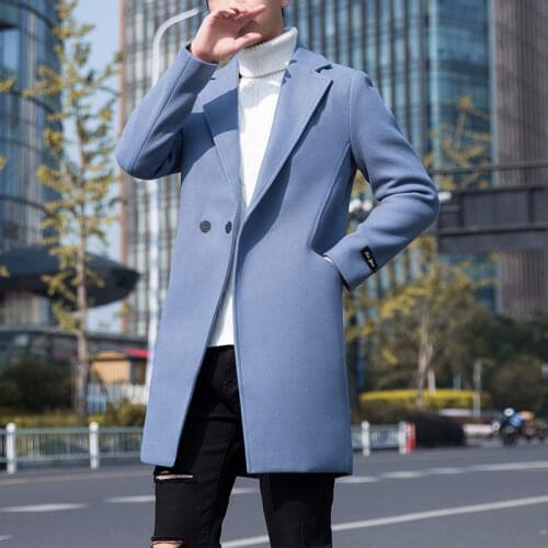 VERSMA Korean Chic Ulzzang Woolen Vintage Jacket Men Windbreaker Thick Oversized Wool Trench Coat Men Youth Cothes Dropshipping