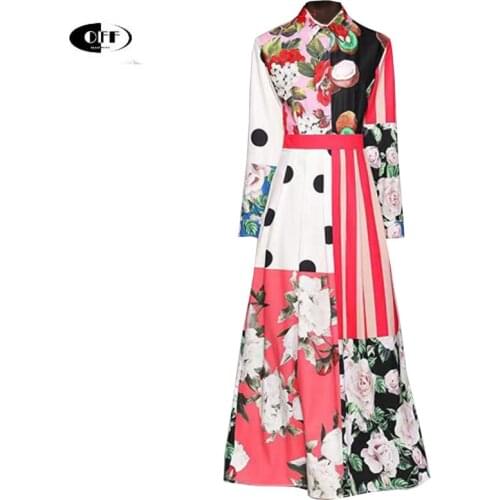 Designer Runway Party Evening Maxi Dresses For Women Autumn Spring Long Sleeve Traf Floral Printed Elegant Plus Size Dress Femme