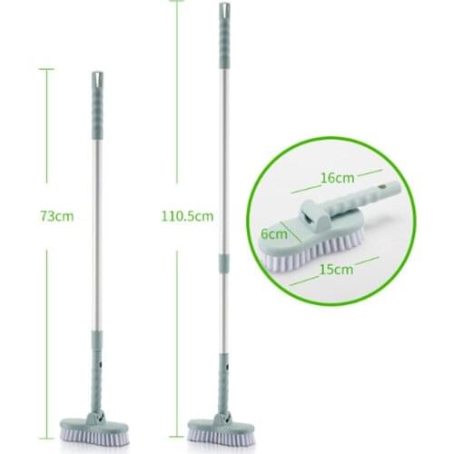 1PC Stretchable Aluminum Pole Tiles Brush Corner Floor Bathroom Long Handle Mop Free Rotation Bathroom Cleaning Tools