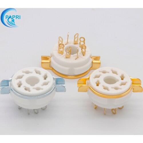 10PCS Ceramic 8PIN Tube Socket K8A GZC8-1 Gold Silver-plated Seat Tube Holder For KT88 6SN7 EL34 6L6 GZ34 5881 Etc Vacuum Tube