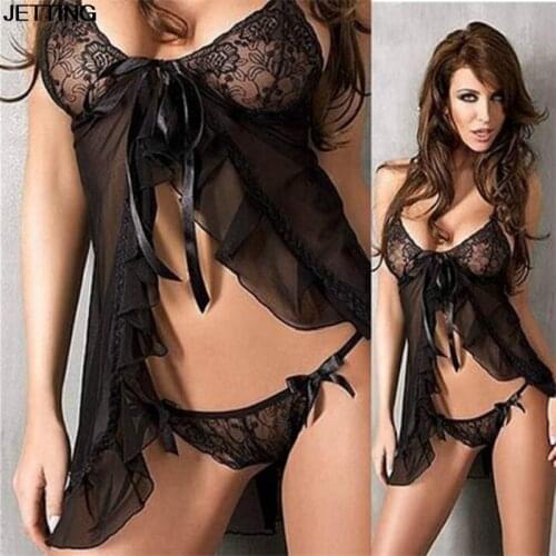 2PCS/Set Sexy Costumes Lingerie Hot Vintage Nightwear Sleepwear Nightie Negligee Nightgown Sexy Costume Babydoll Erotic Lingerie