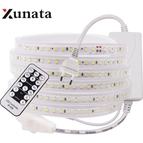 220V 110V LED Strip Waterproof Dimmerable 2835 120LEDs White / Warm White High Safety Indoor Outdoor lamp + EU US Plug