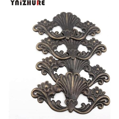4Pcs Antique Bronze Wooden Jewelry Box Coner Wine Box Protector Embellishment Findings Flower Corners Vintage Cover Hardware