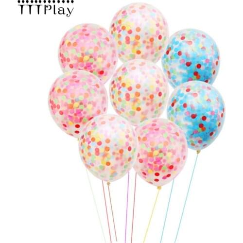 5pcs 12inch Confetti Balloon Baby Shower Latex Clear Ballon Wedding Decoration Happy Birthday Inflatable Air Ball Party Supplies