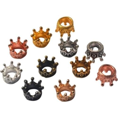 50pcs 7x10mm Crown Charm Spacer Beads Pendant for Necklace Earring Bracelet Hair Accessories Jewelry DIY Making