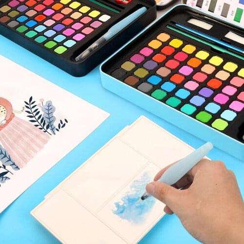 8pcs/set Superior 48 Colors Pigment Solid Watercolor Paints Set with Paintbrush Watercolor Set Art Supplies