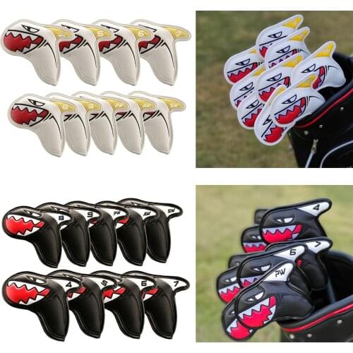 9 Pieces PU Shark Golf Club Protector 17.5x9cm Outdoor Travel Anti-scratch