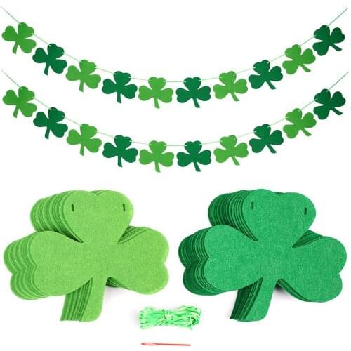 St. Patricks Day Clover Burlap Banners Hanging Shamrock Decoration Irish Festival Carnival Bunting Garland Flags Party Supplies