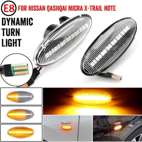 2Pcs Side Marker Lights Dynamic LED Turn Signal Light For Nissan Qashqai J10 X-trail T31 Cube Juke Leaf Micra Micra K13 Note E11