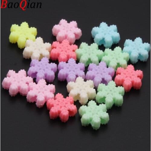 50PCS Candy Color Acrylic Beads DIY Warm Snowflake Creative Modeling Beads Making Jewelry Accessories 13mm