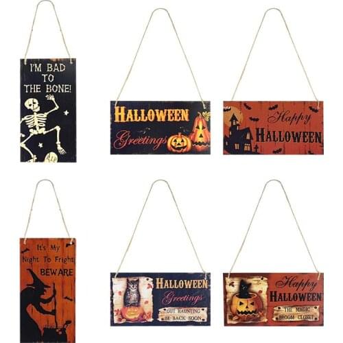 1pcs Halloween Wooden Listing Owl Holiday Scene Letter Pattern Decoration Home Party Hanging Panel Door Decoration Accessories