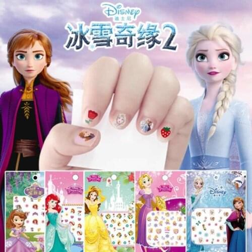 Disney Cartoon Frozen Princess Elsa Anna Snow White Makeup Nail Stickers Minnie Mickey Mermaid Stitch Stickers Toy For Kids
