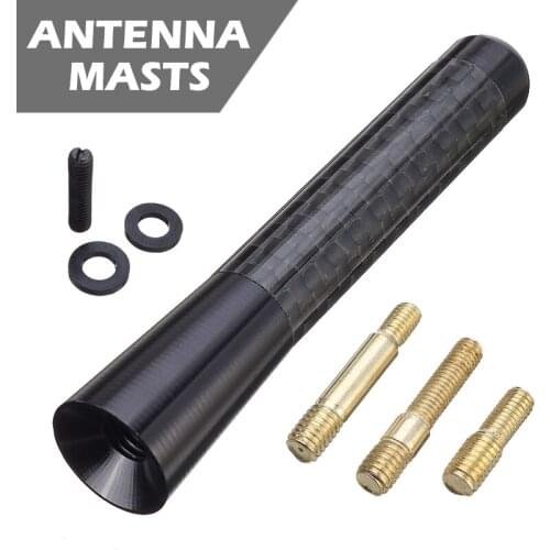 For Automobile Accessories 1pc 8cm Short Car Antenna Carbon Fiber Radio FM Antena Universal Black with Screws Mayitr
