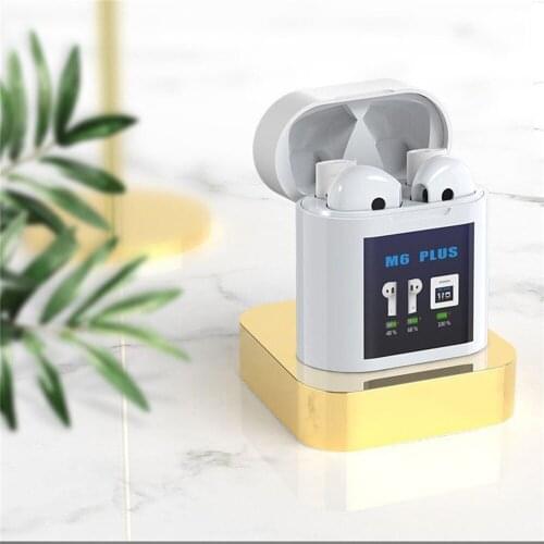 For M6 Plus Bluetooth 5.0 Earphone Wireless Headsets Earbuds with LED Display and Temperature Testing Function Noise Cancelling