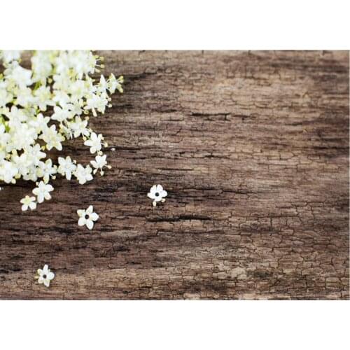 Planks Flower Backdrop Peach Blossom on Brown Wooden Board Photography Background Holiday Celebration Photo Booth Studio Decor