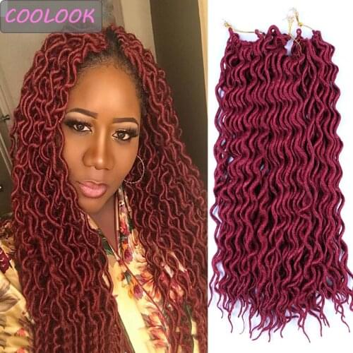 Curly Faux Locs Curly Braids Hair 18 Inch Bug Goddess Faux Locs Crochet Hair Ombre Synthetic Dreadlock Braiding Hair Extensions