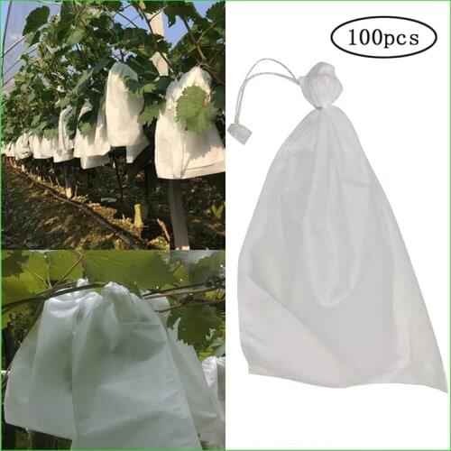 100Pcs Nonwoven Fruits Plant Nursery Bags Plant Grow Bags Drawstring Seedling Pots Planting Bags for Grapes Gardening