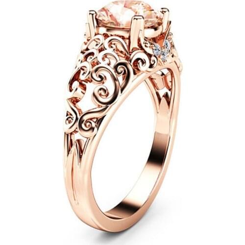 Trendy Princess Created Crystal Rose Gold Wedding Ring for Women Classic Jewelry Finger Crystal Party CZ Fashion Rings