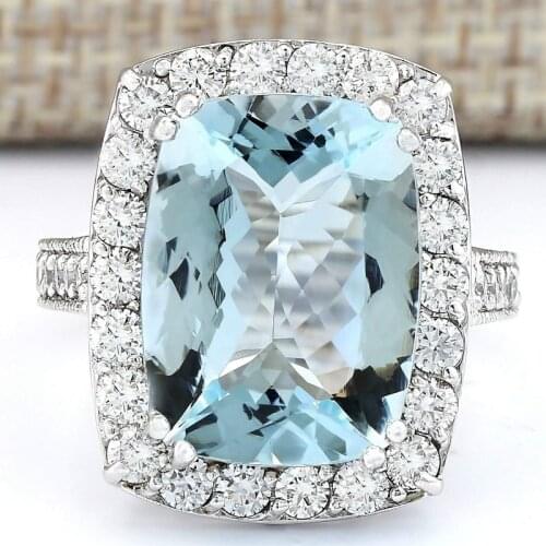 Fashion Women Jewelry Princess Cut Light Blue Zircon Bridal Rings for Wedding Engagement Set Gifts