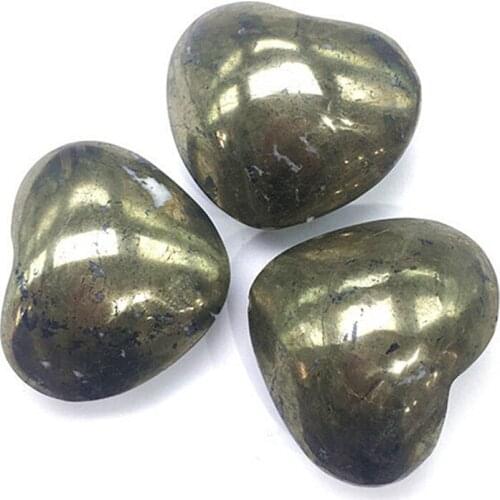 Natural Yellow chalcopyrite Gold gem polished heart shaped Crystal Heart