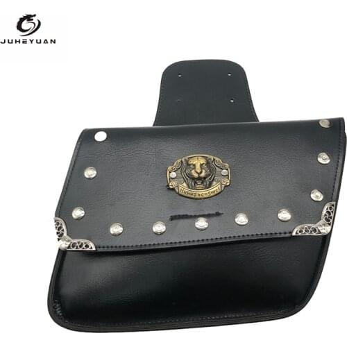 2021 New Heavy Locomotive Motorcycle Waterproof Racing Competition Motorcycle Golden Tiger Head Travel Bag Luggage Saddle Bag