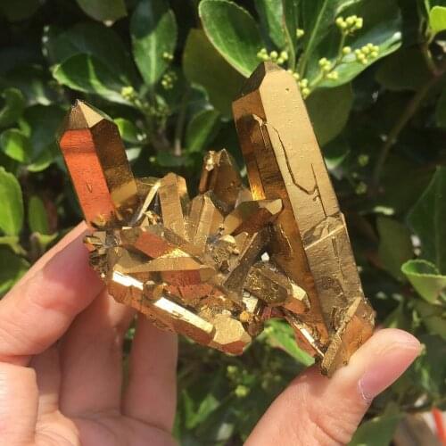 70-80g Natural Gold Yellow Quartz Aura Crystal Cluster Specimens