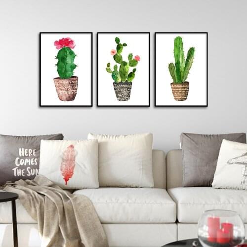 Watercolor Plants Cactus Flower Poster Prints Minimalist Decoration Art Canvas Painting Wall Picture for Living Room Home Decor