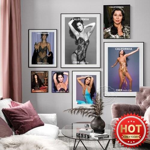Cher Sexy Music Star Art Prints Poster, Bar Pub Club Decor, Vintage Fashion Magazine Canvas Wall Stickers, Fans Collection Gift