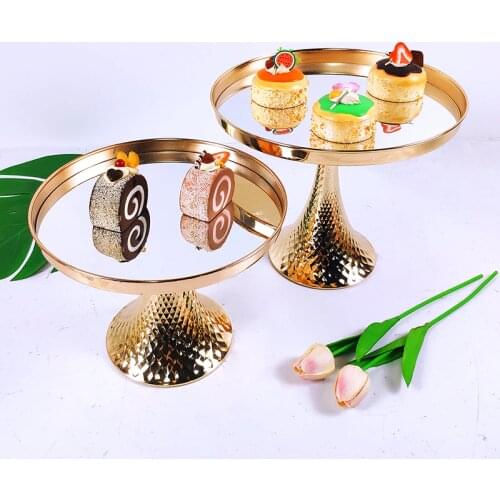 20cm 25cm 30cm High feet Golden cake stand mirror tray wedding party party dessert display stand