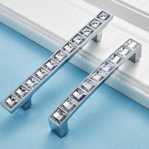 Luxury Diamond Crystal Handles Knobs Cabinet Handles Bedroom Drawer Door Knobs Wardrobe Pulls Pullers With Screws Hardware Pulls