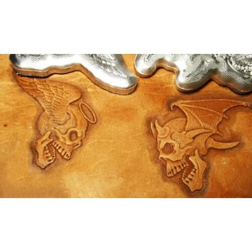 Hand-work unique design leather working tools carving punches stamp craft tools- Angel skull & demon skull with wings pattern