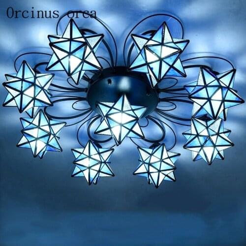 Mediterranean Creative Star ceiling lamp living room children bedroom modern minimalist art LED ceiling lamp free shipping