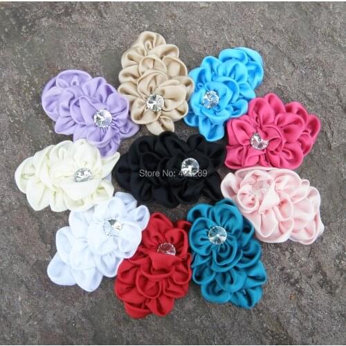 20pcs DIY Rhinestone Flowers, Fabric Satin Scale Flowers Hair Accessories for Headwear Headbands