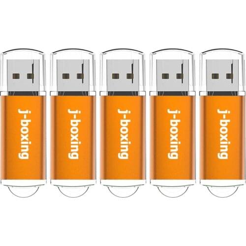 J-boxing USB Flash Drives 1GB 2GB 4GB 8GB 16GB 32GB Rectangle Pendrive with Cap USB 2.0 Memory Stick for PC Mac 5PCS/Pack Orange