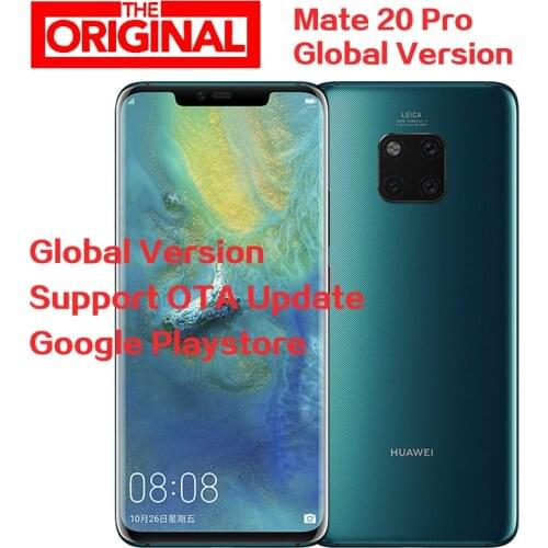 Stock Global Version HuaWei Mate 20 Pro LYA-L29 Mobile Phone 6GB RAM 128GB ROM Fingerprint Kirin 980 Android 9.0 6.39" 3120x1440