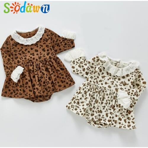 Sodawn Spring Autumn Long-Sleeved Floral Dress Romper Jumpsuit Toddler Clothes Baby Girl Clothes For Newborns