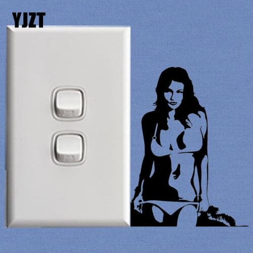 YJZT Hot Sexy Girl Relax Beach Tourism Fashion Home Decor Wall Decal Vinyl Switch Sticker 8SS-2672
